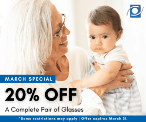 20% off a complete pair of glasses